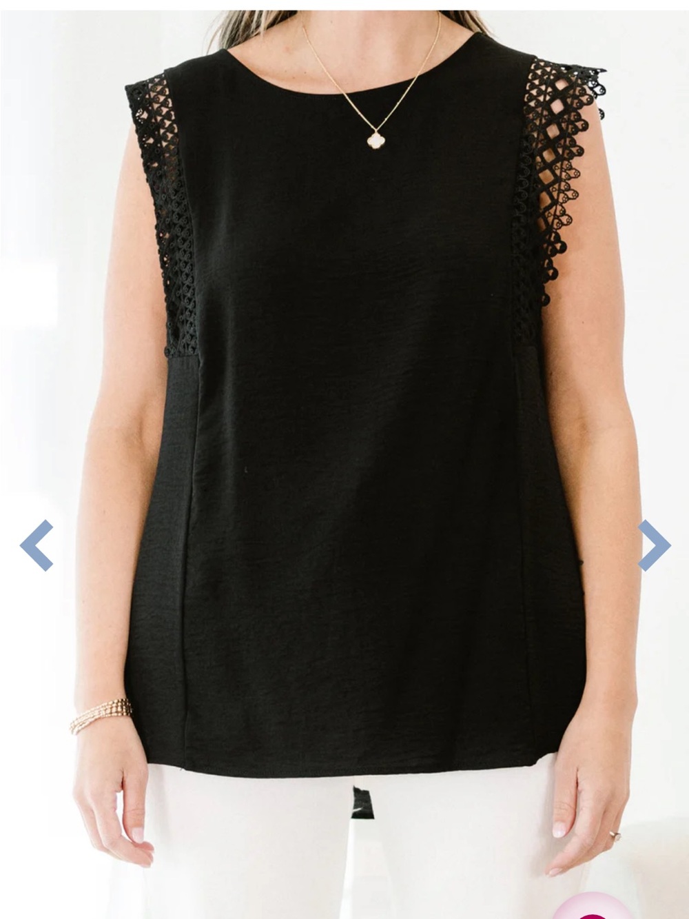 First Love Black Lace-Trim Sleeveless Tank
